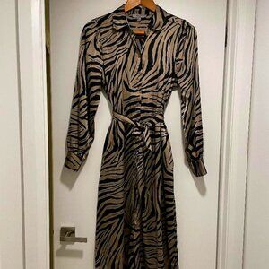 Dress: black and dark beige